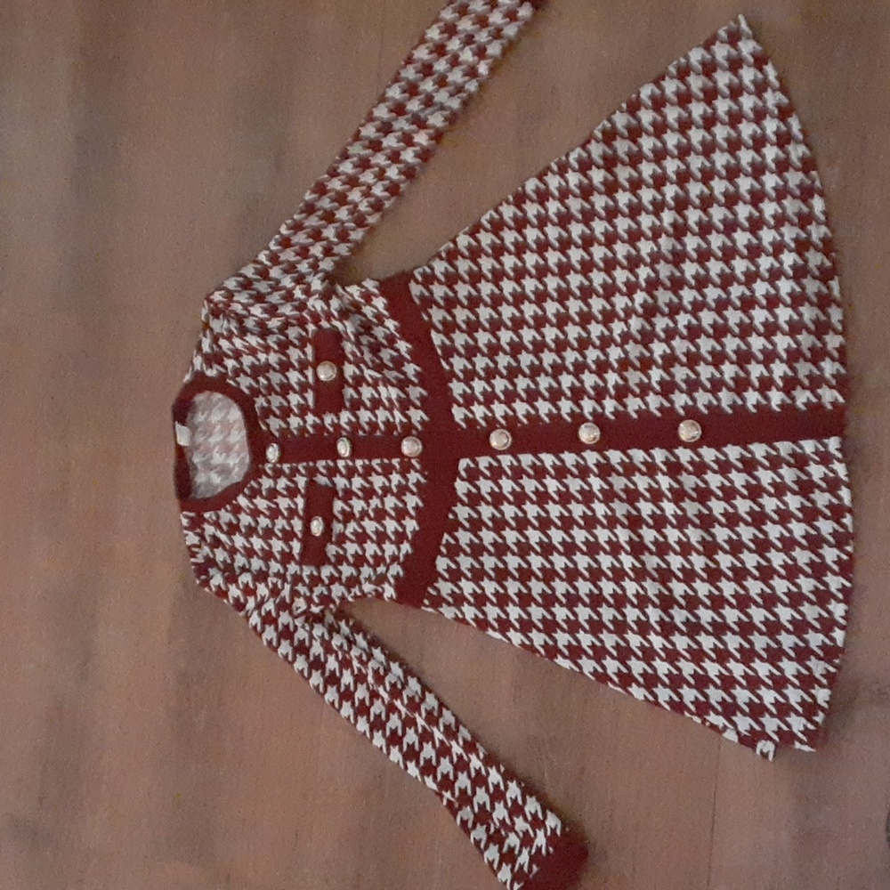 Seeing Girls 11 to 12 Years Houndtooth Burgundy dress